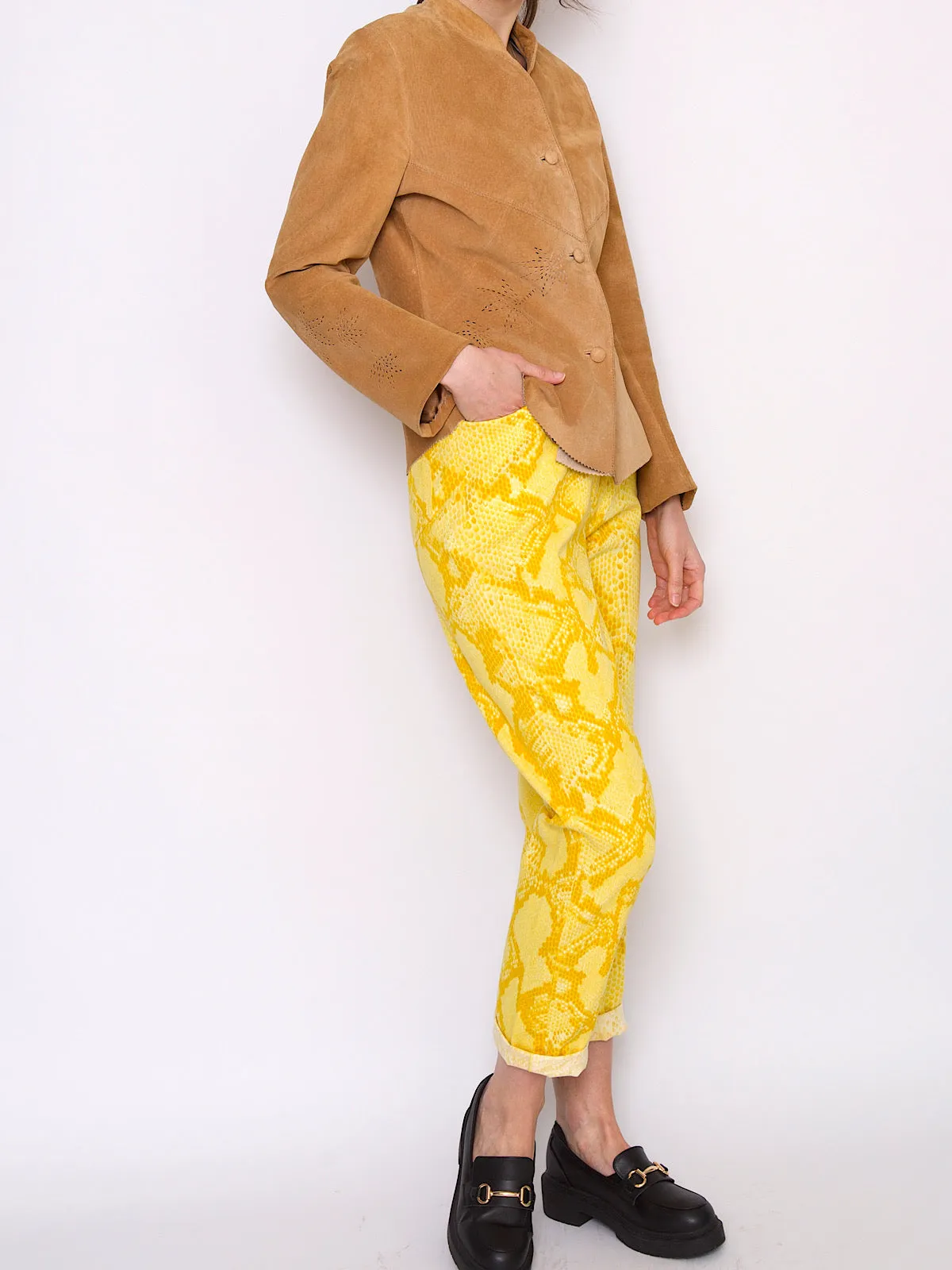 90s Laurel trousers yellow snake skin effect