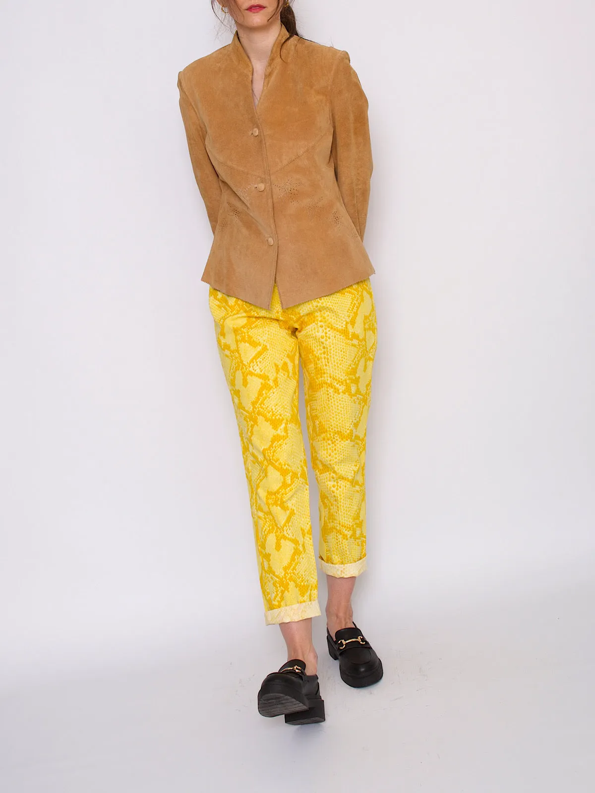 90s Laurel trousers yellow snake skin effect