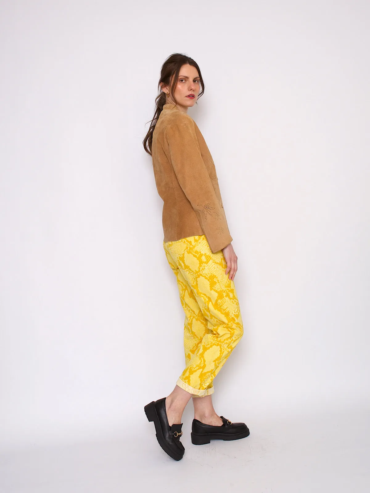 90s Laurel trousers yellow snake skin effect