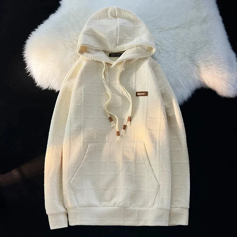 Aidase Autumn Men's Solid Color Japanese Trendy Brand Casual Hooded Sweatshirt Loose Fit Hoodies Sweatshirts Autumn Collection
