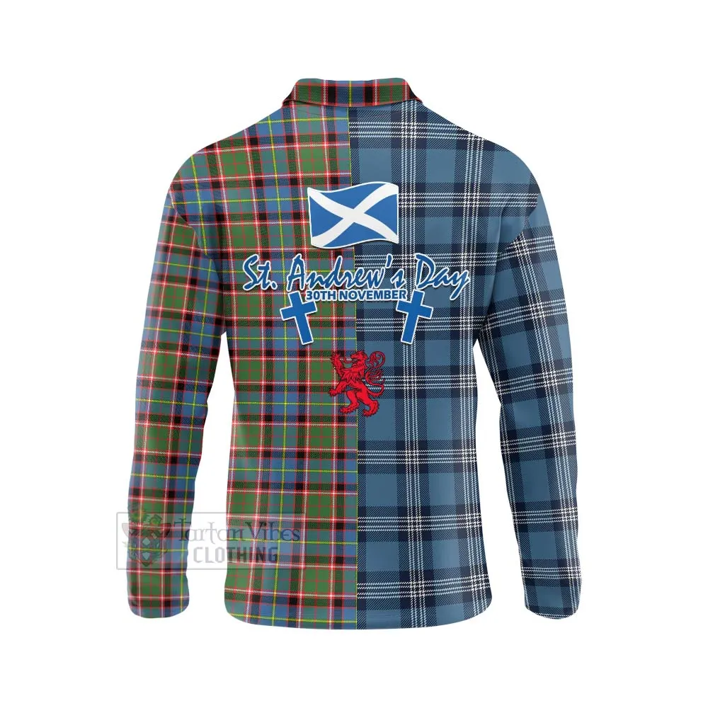 Aikenhead Tartan Long Sleeve Polo Shirt Happy St. Andrew's Day Half Tartan Style