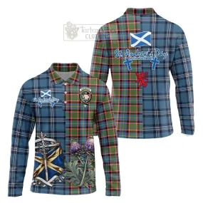 Aikenhead Tartan Long Sleeve Polo Shirt Happy St. Andrew's Day Half Tartan Style