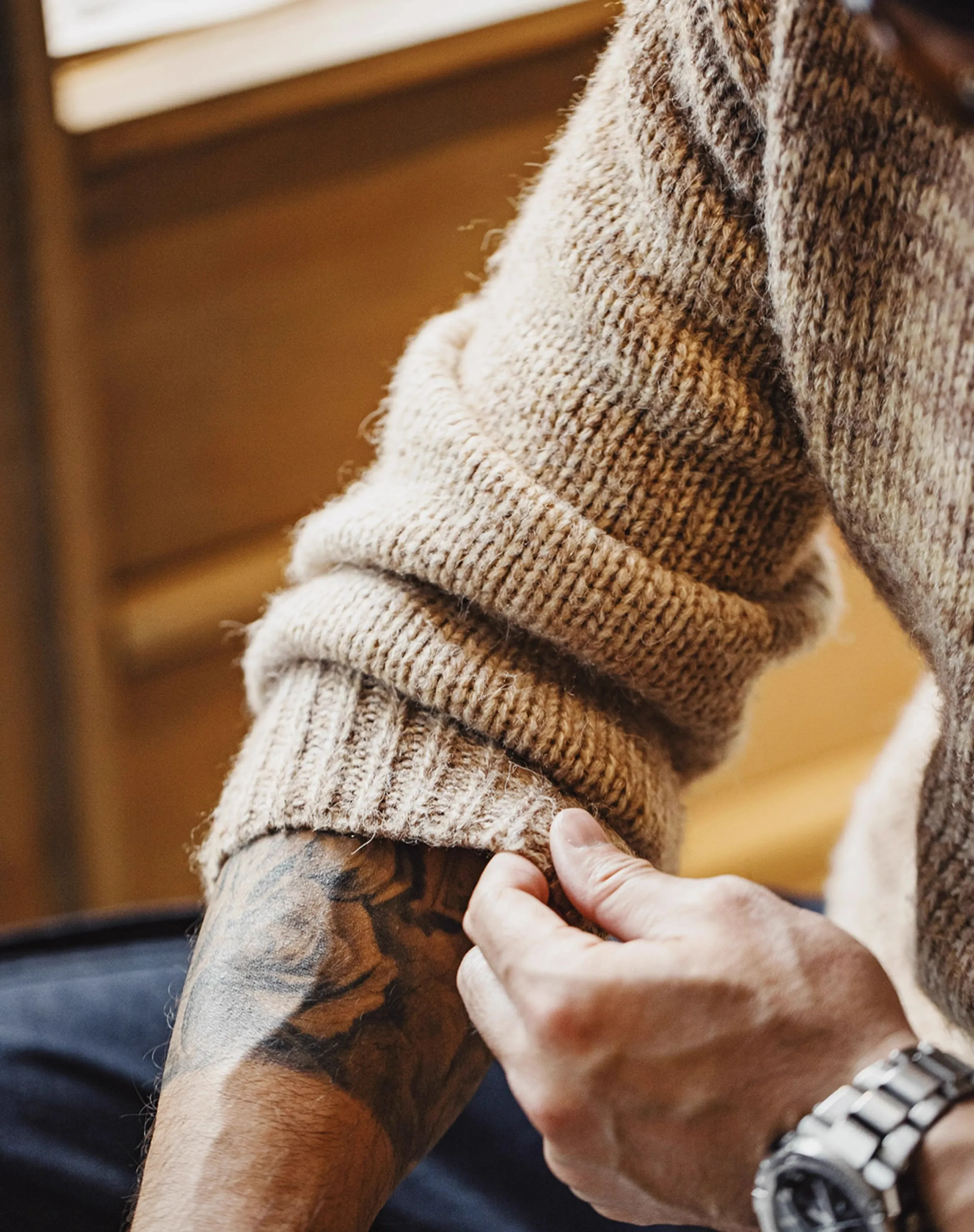 American Retro Striped Maillard Pullover Blended Men's Sweater
