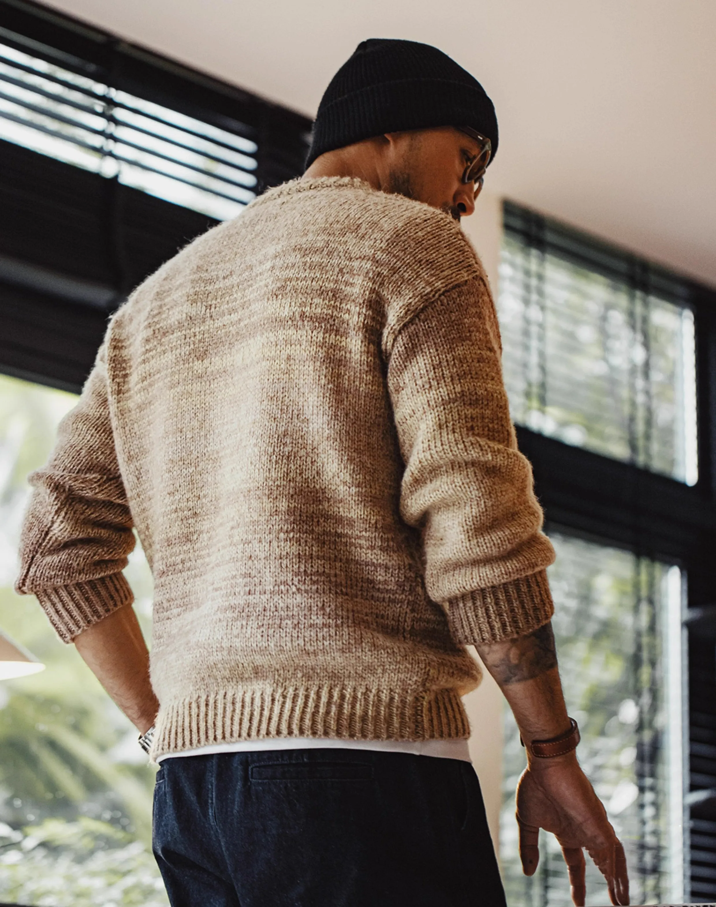 American Retro Striped Maillard Pullover Blended Men's Sweater