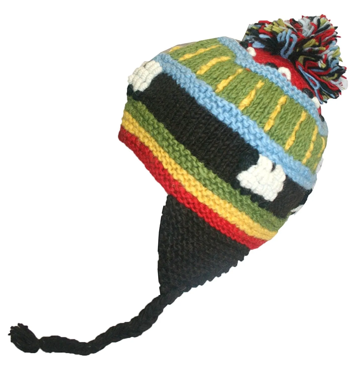 Assorted Designer's Style Highland Wool Knit Beanie Earflap Mitten