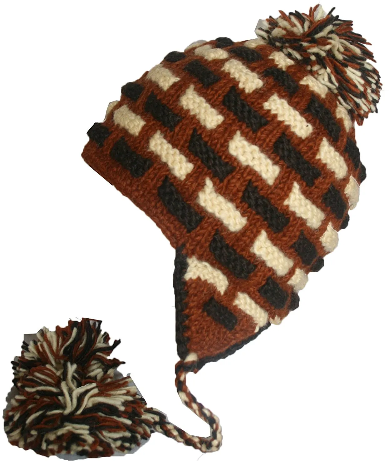 Assorted Designer's Style Highland Wool Knit Beanie Earflap Mitten
