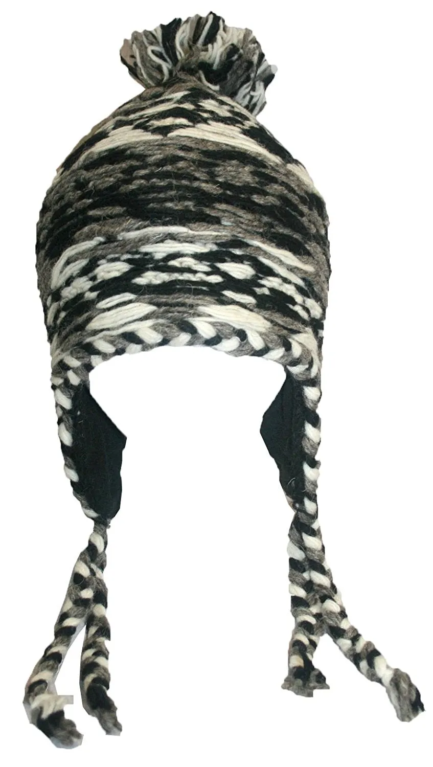 Assorted Designer's Style Highland Wool Knit Beanie Earflap Mitten