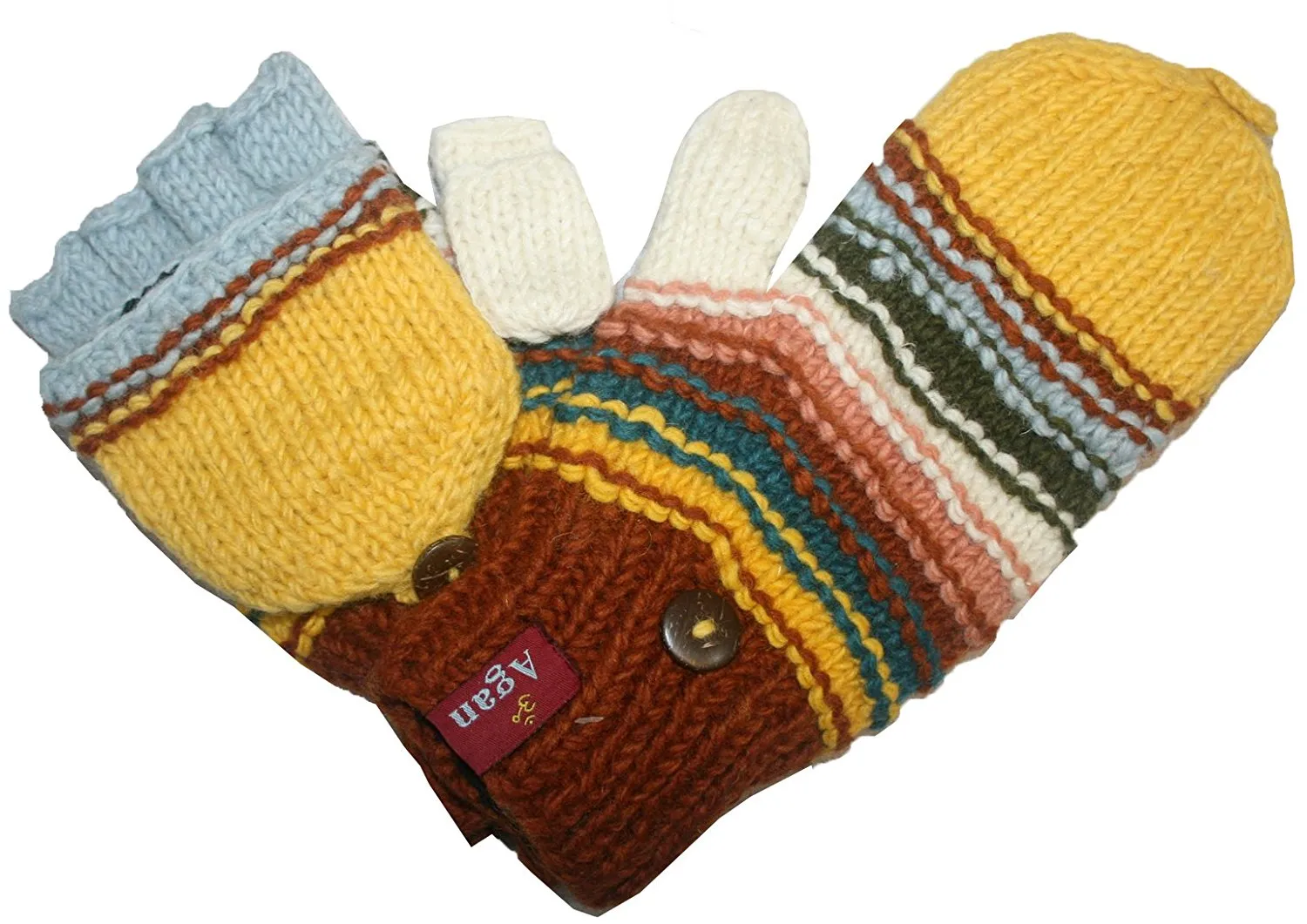 Assorted Designer's Style Highland Wool Knit Beanie Earflap Mitten