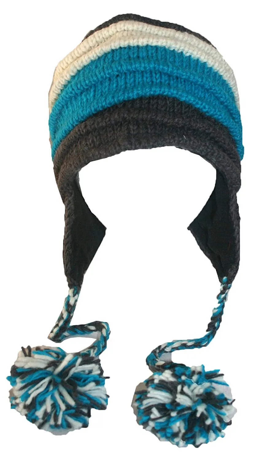 Assorted Designer's Style Highland Wool Knit Beanie Earflap Mitten
