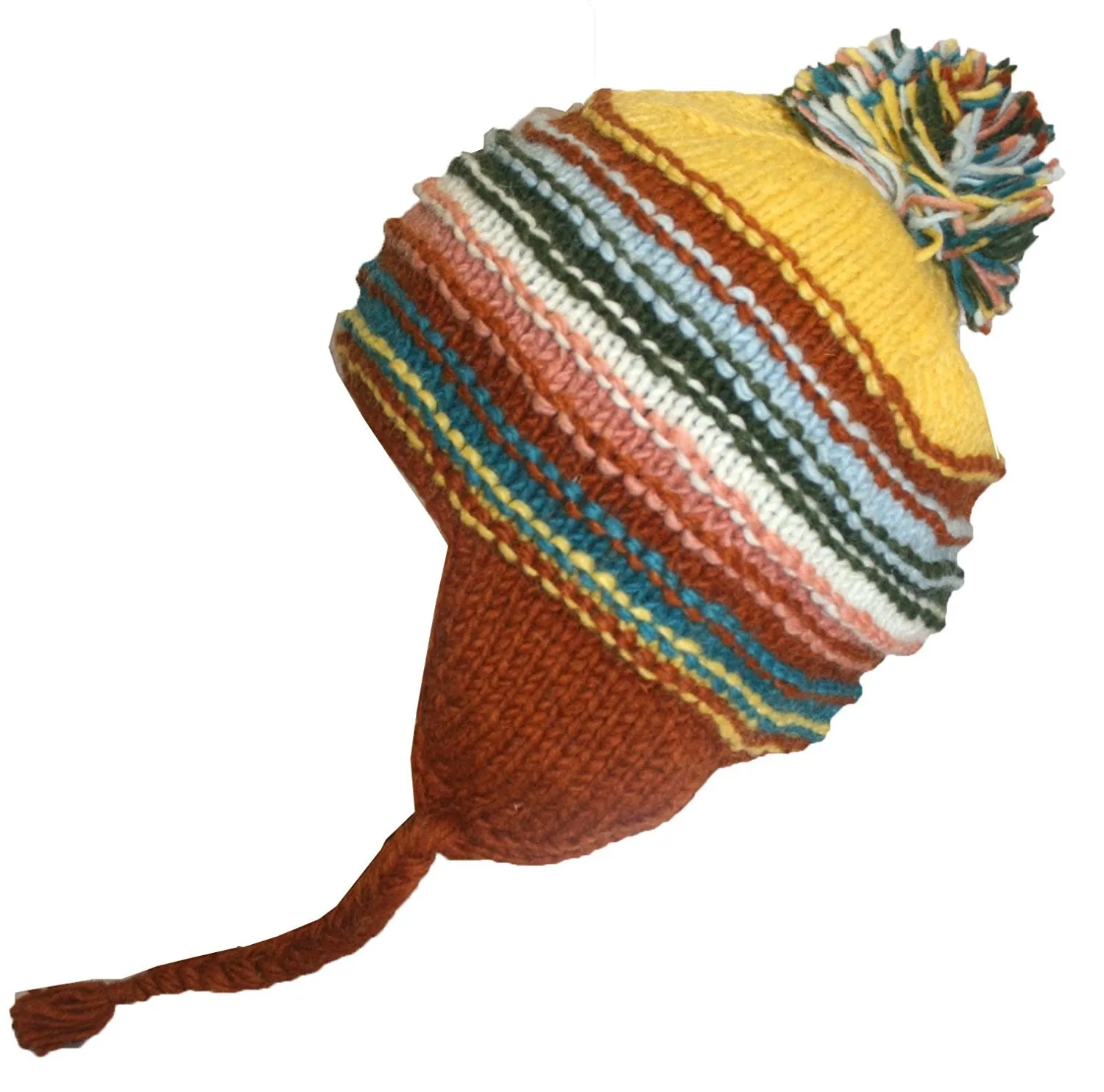 Assorted Designer's Style Highland Wool Knit Beanie Earflap Mitten