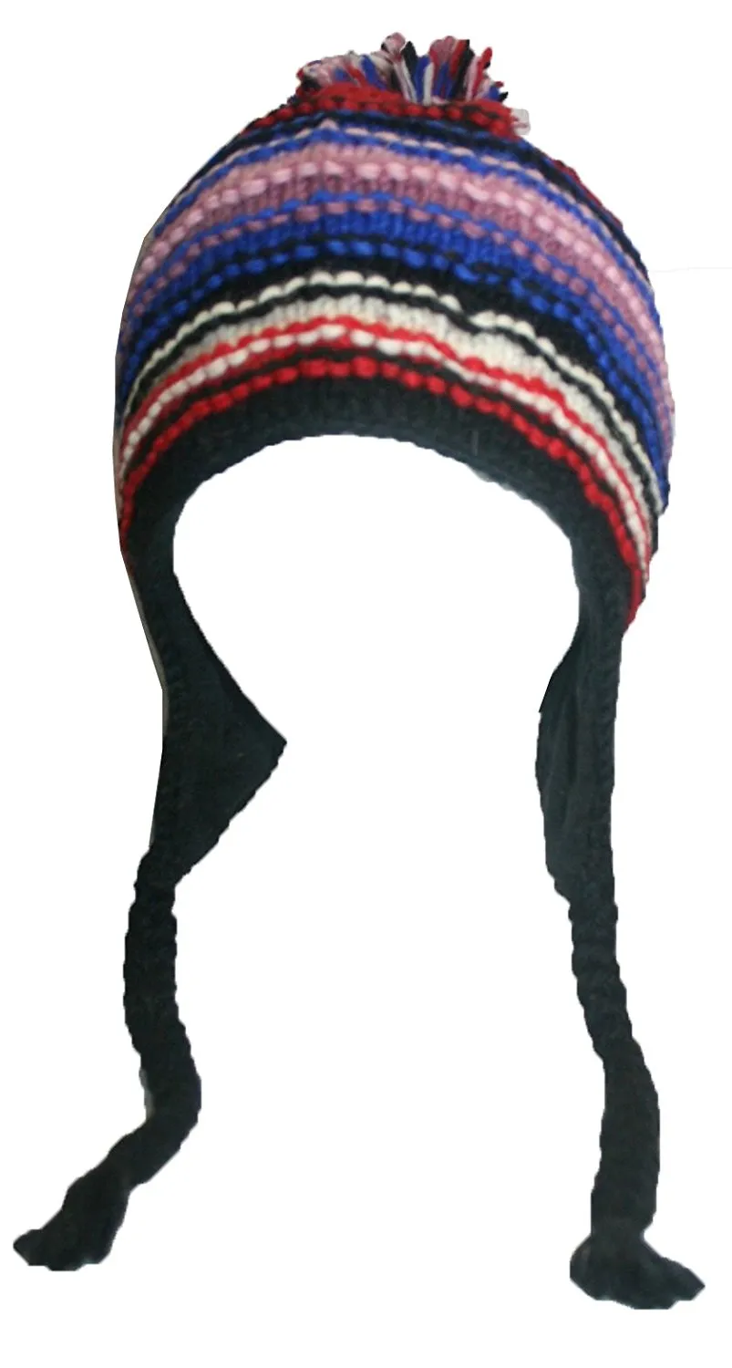 Assorted Designer's Style Highland Wool Knit Beanie Earflap Mitten