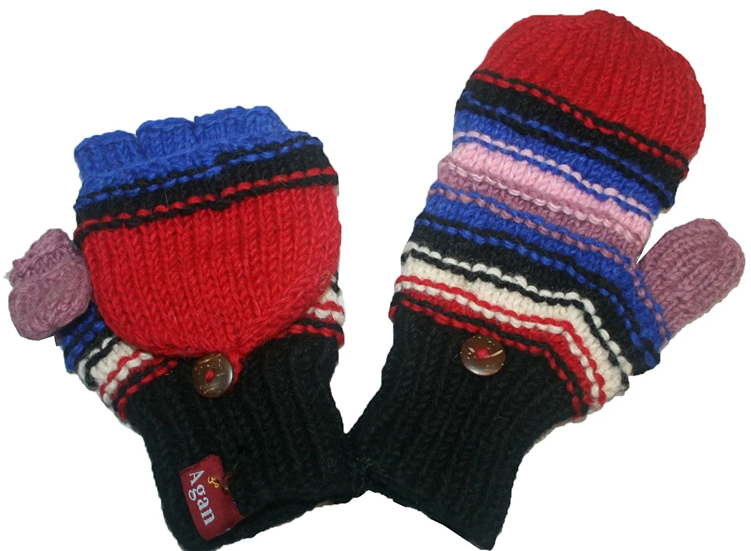 Assorted Designer's Style Highland Wool Knit Beanie Earflap Mitten