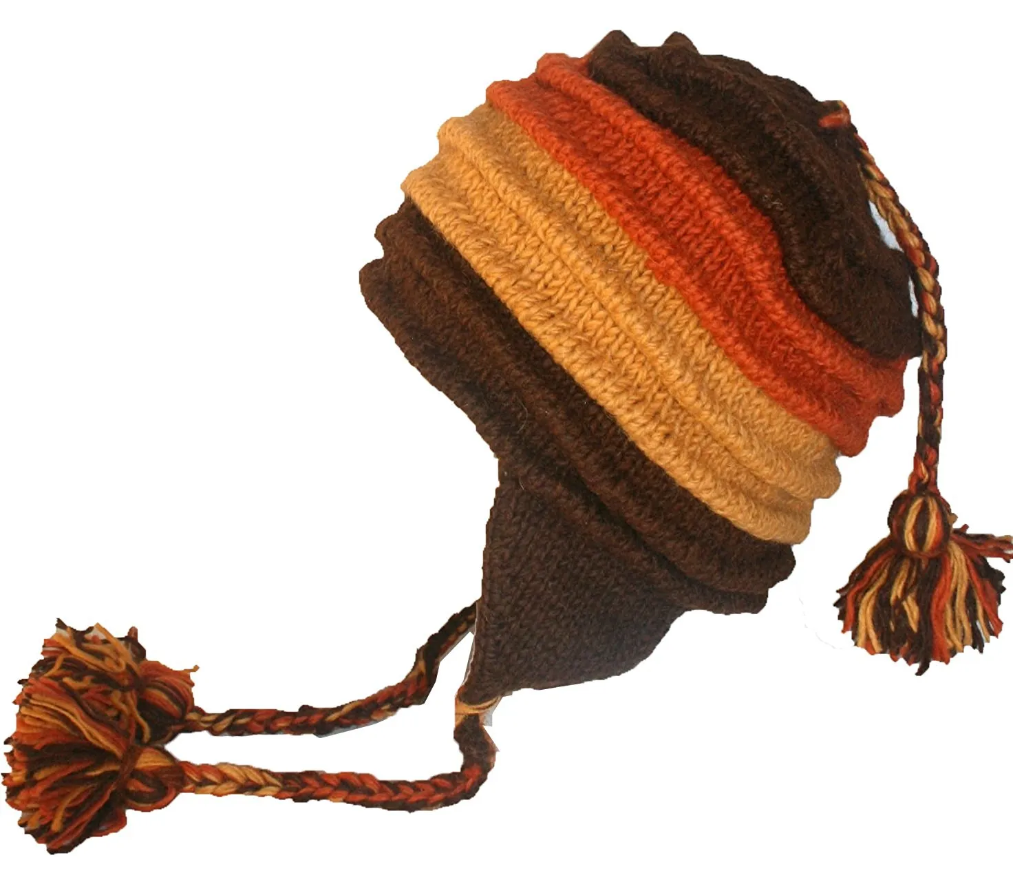 Assorted Designer's Style Highland Wool Knit Beanie Earflap Mitten
