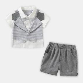 Baby Boy Bow Tie Top with Shorts Set