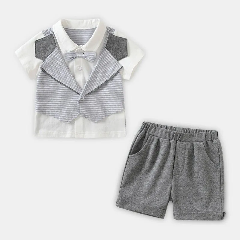 Baby Boy Bow Tie Top with Shorts Set