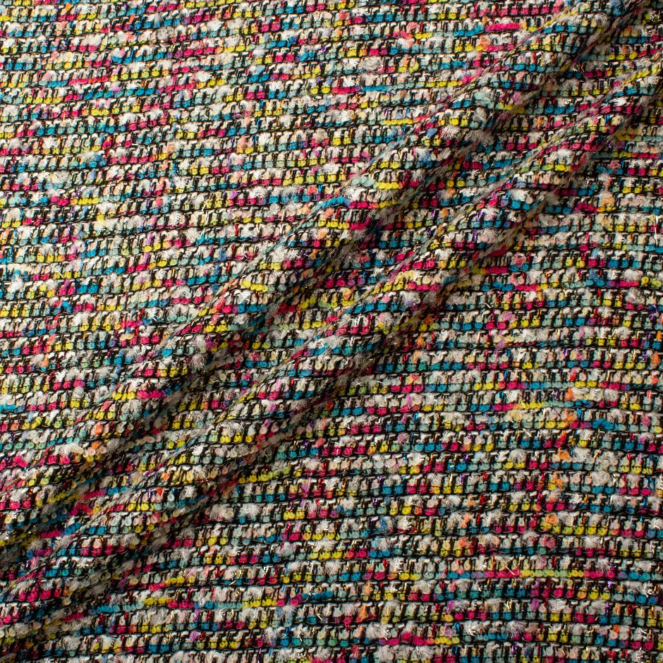 Black & Multi-Coloured Wool Blend Bouclé