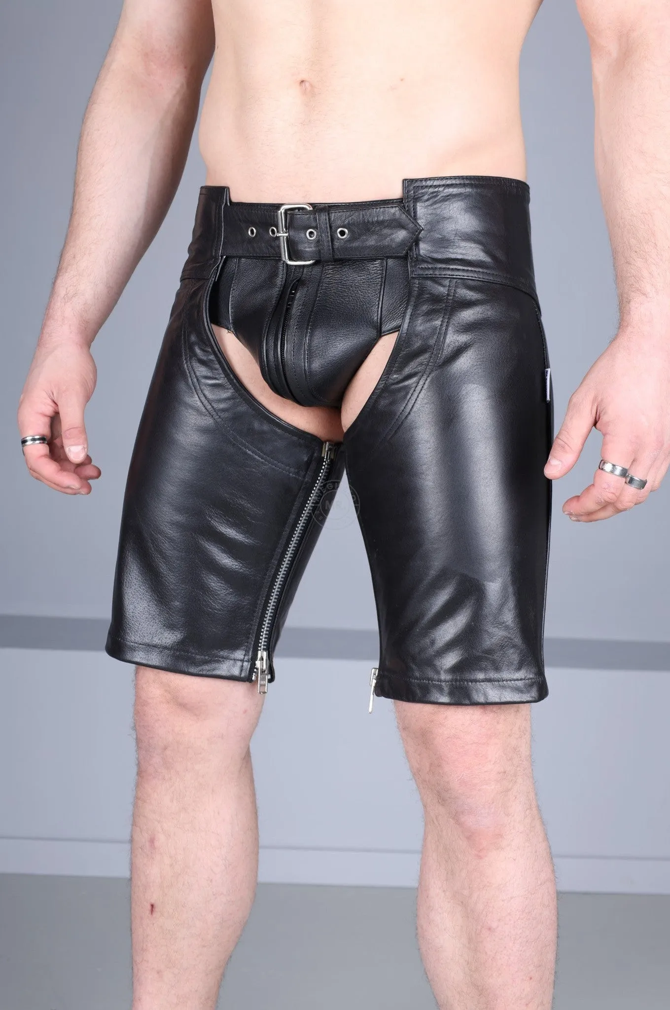 Black Leather Short Chaps