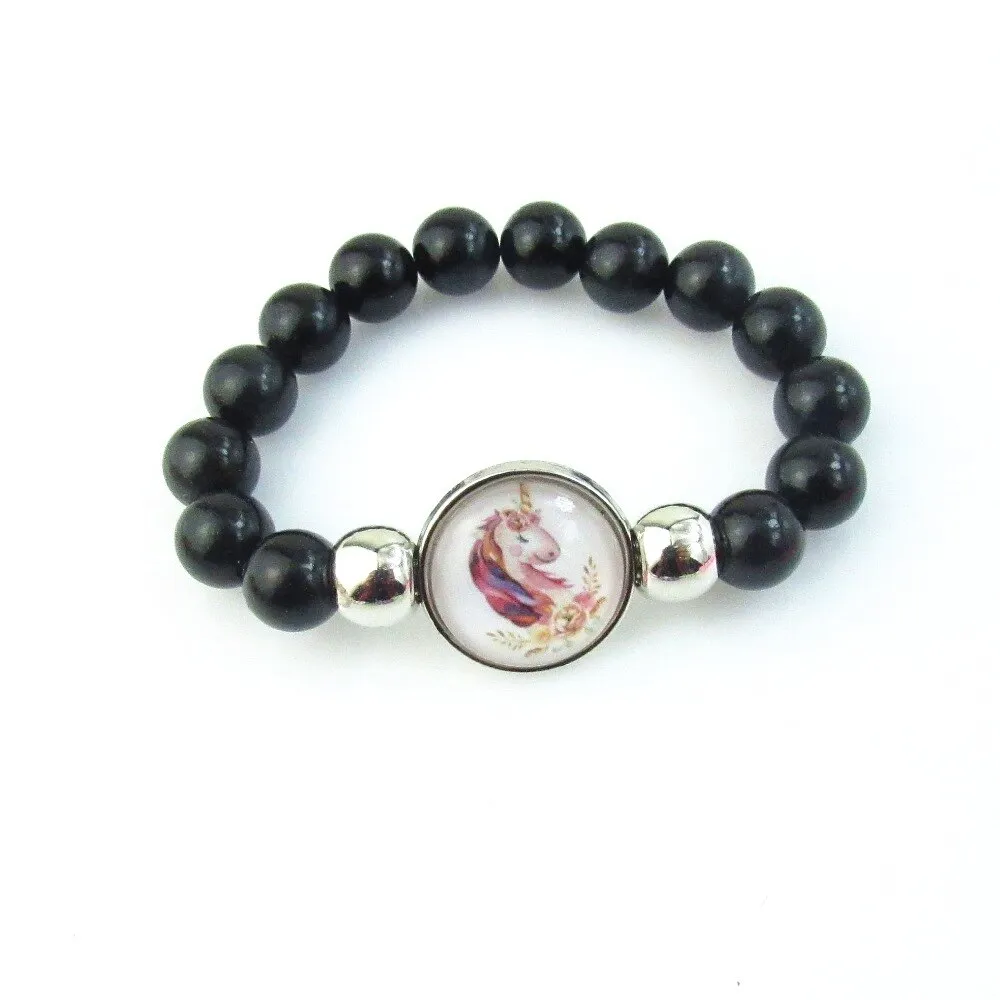 Black Unicorn Beads Bracelet