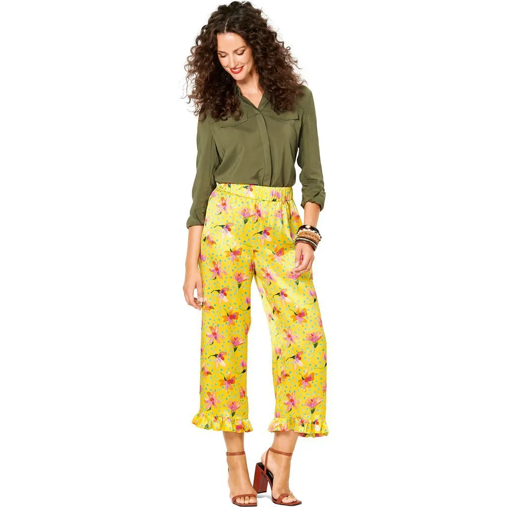 Burda Style Pattern 6199 Misses' Trousers / Pants - Shorts - Elastic Waist - Hem Frills