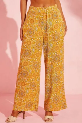 Chic Floral Wide Leg Pants with Convenient Pockets