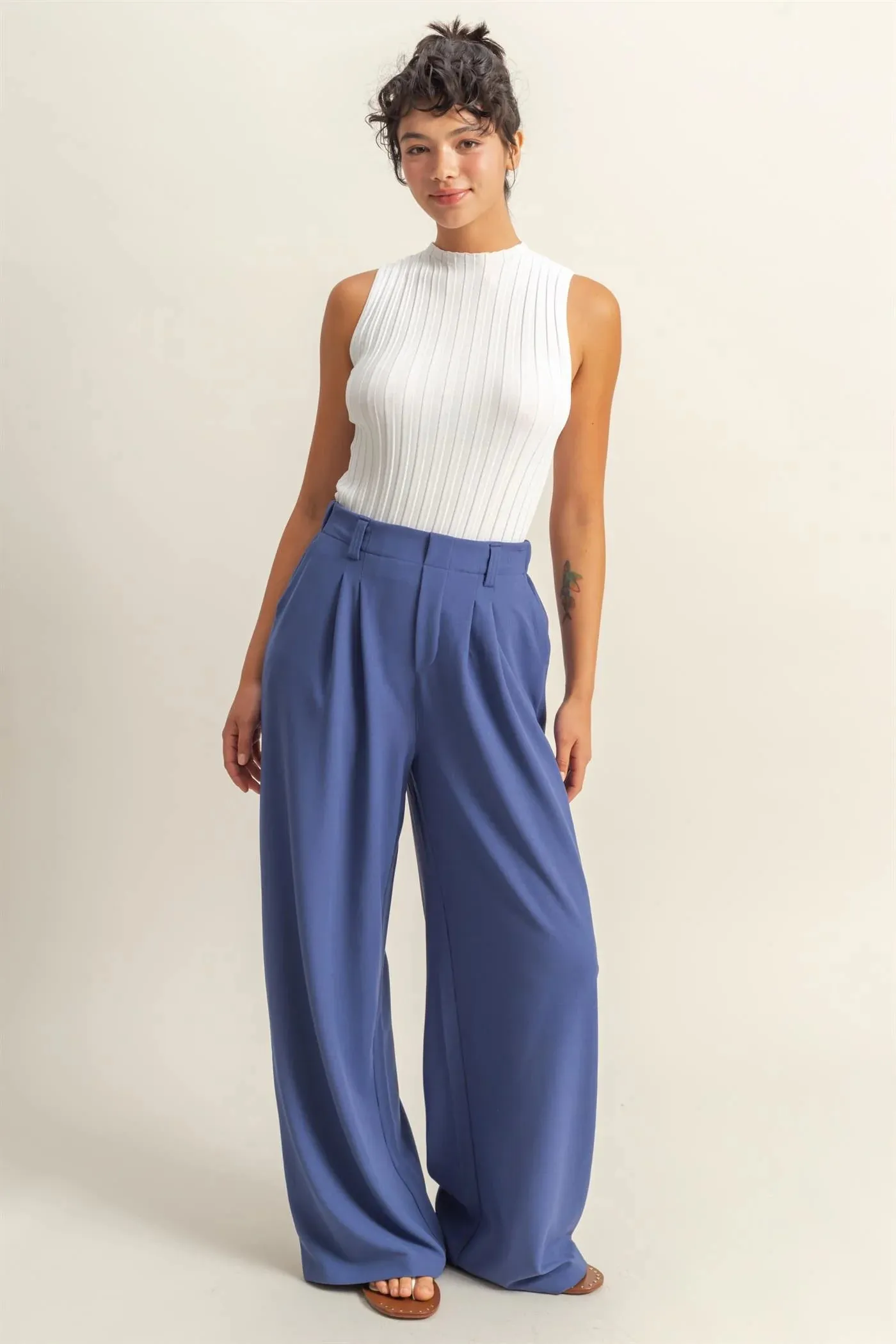 Chic High-Waisted Pleated Pants