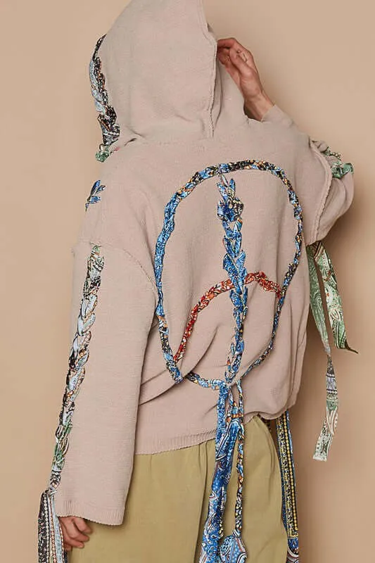 Contrast Thread Peace Back Sweater