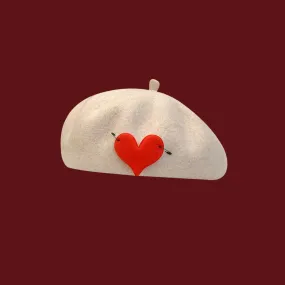 Cozy Love Heart Wool Beret