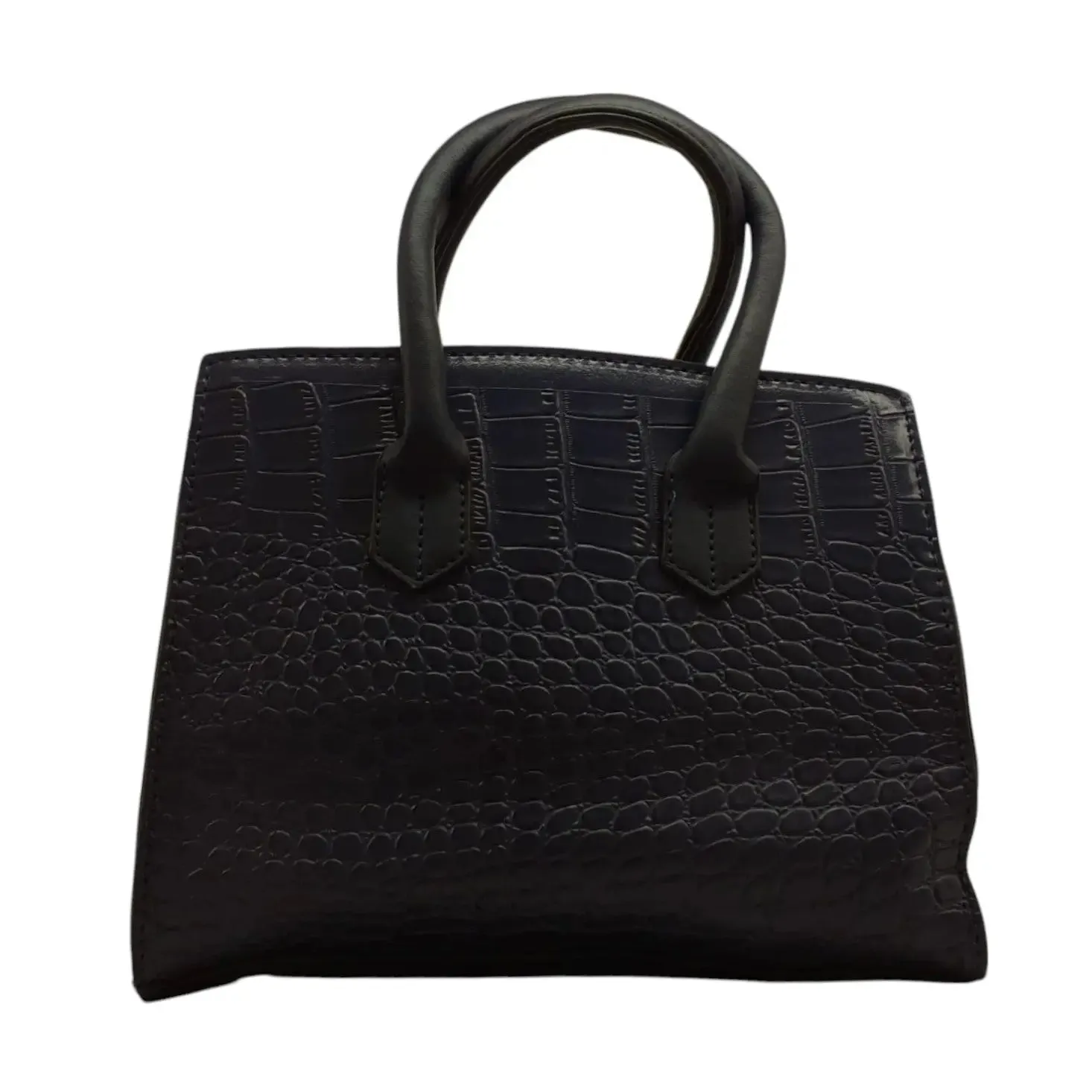 Crocodile-Embossed Handbag with Gold Lock