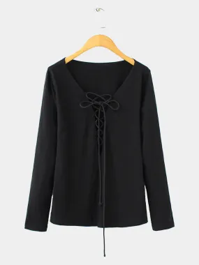 Custom Long Sleeves Lace-up Blouse