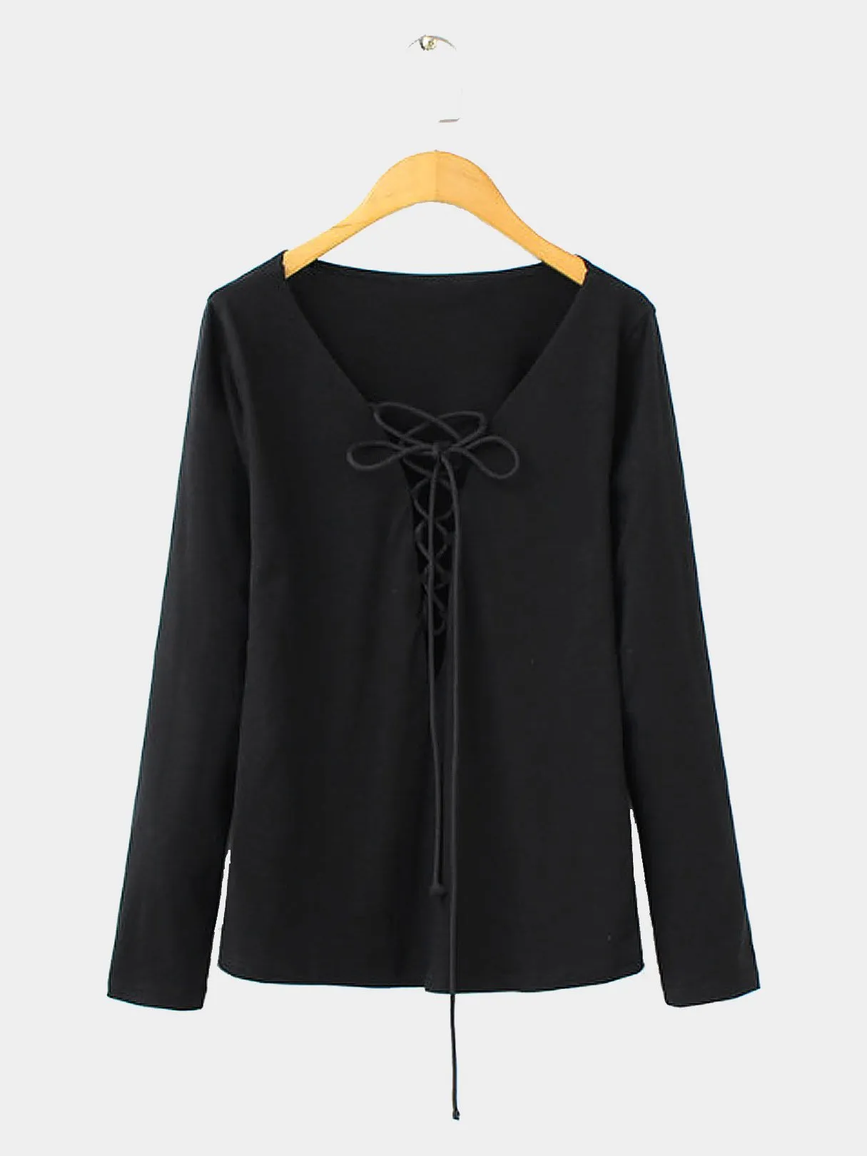 Custom Long Sleeves Lace-up Blouse