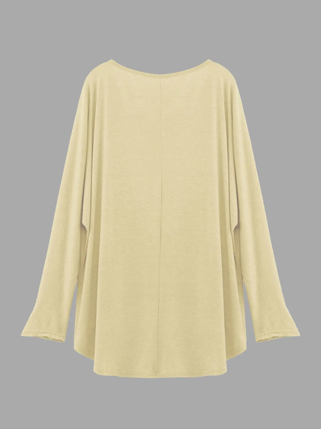 Custom Round Neck Curved Hem Beige T-Shirts