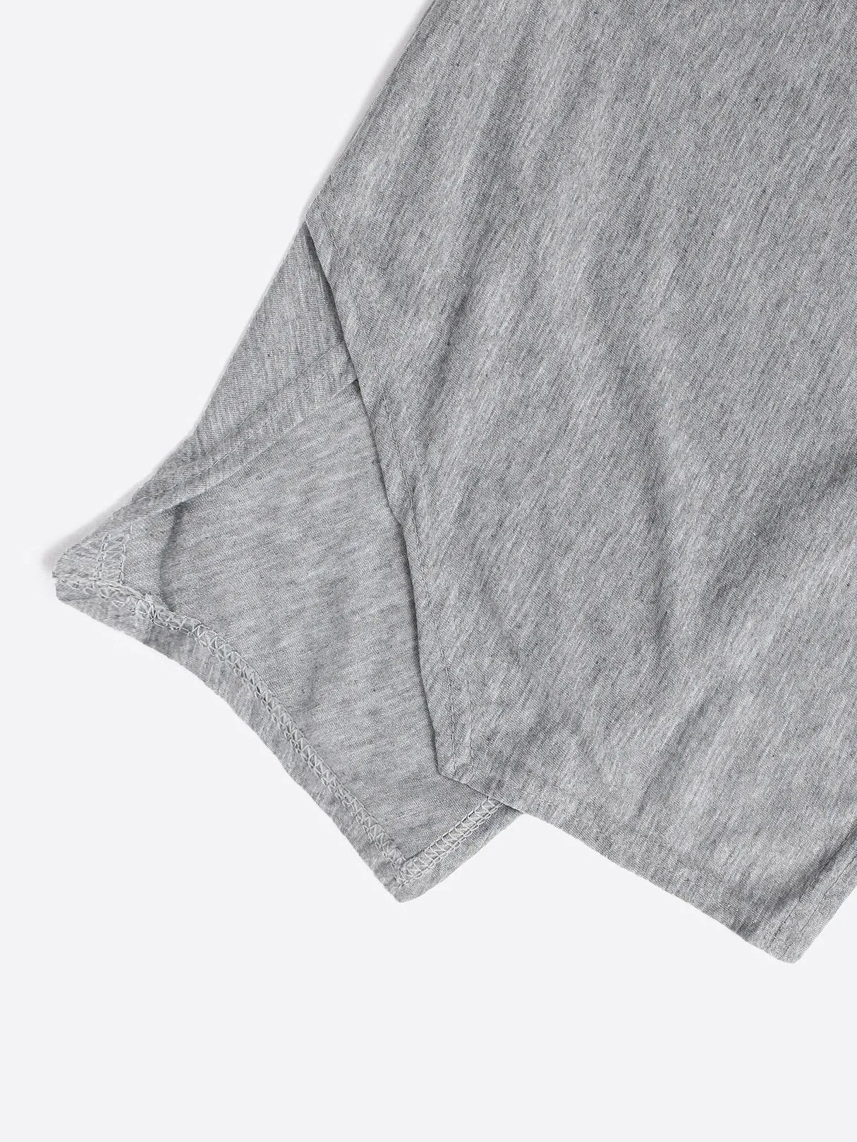 Custom Round Neck Lace Pleated Long Sleeve Irregular Hem Grey T-Shirts