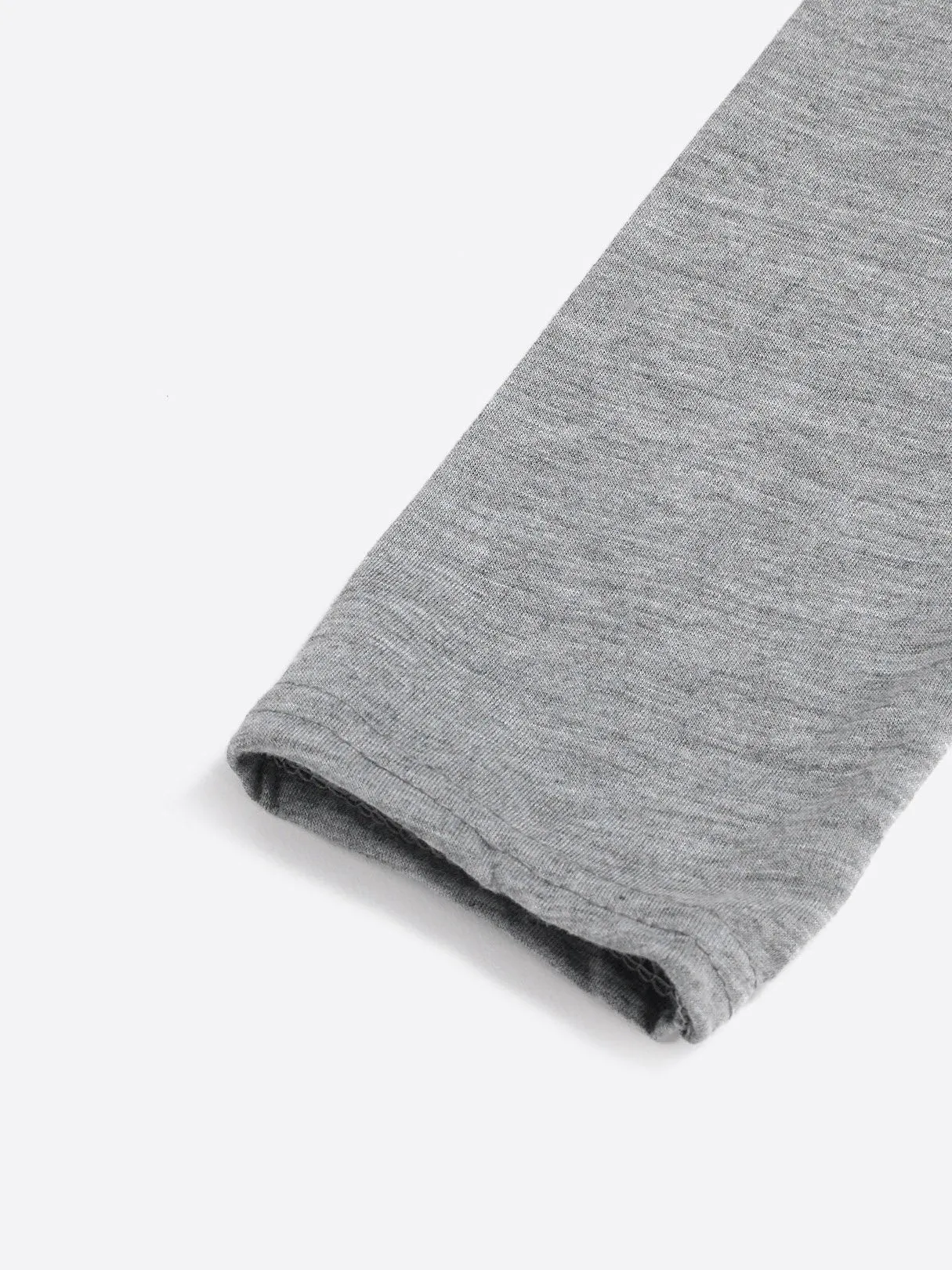 Custom Round Neck Lace Pleated Long Sleeve Irregular Hem Grey T-Shirts