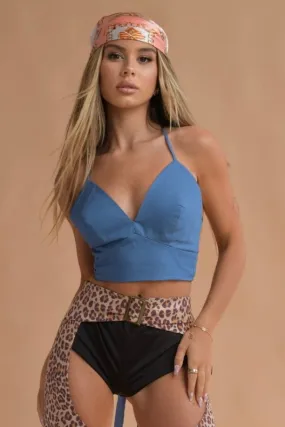 Denim Tie Top