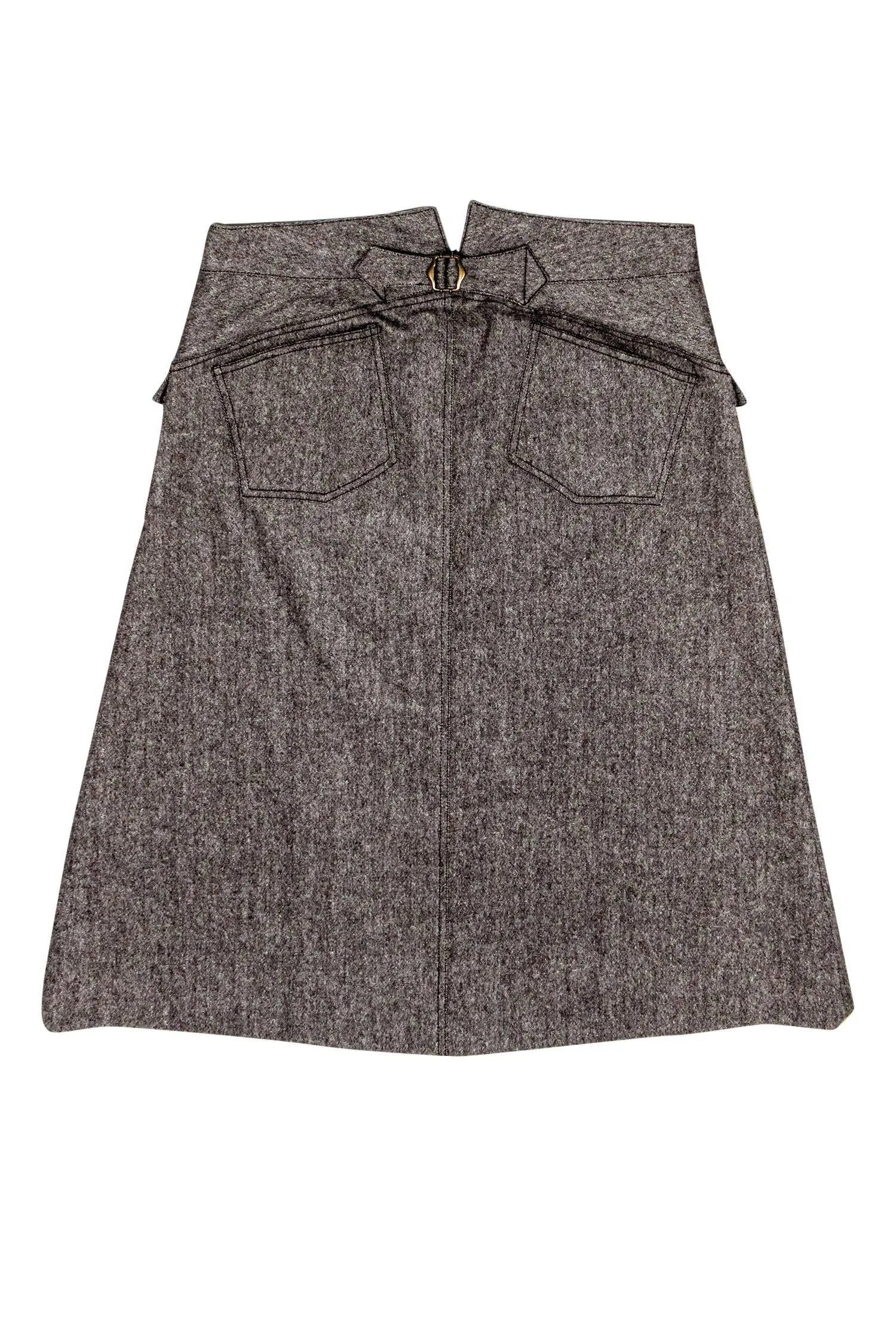 Dolce & Gabbana - Brown Wool Blend Button Skirt Sz 8