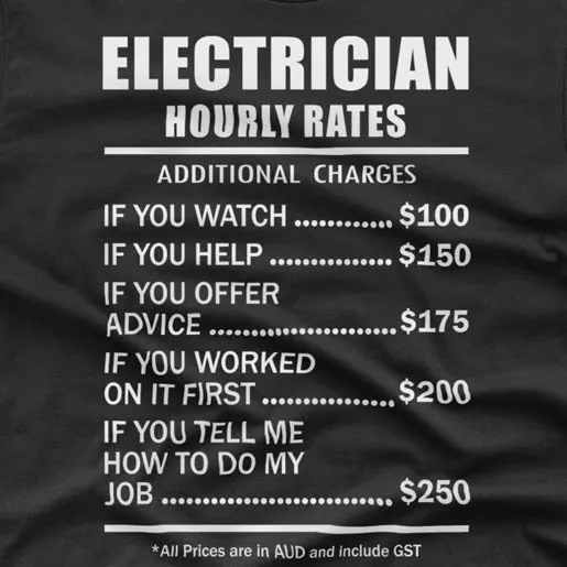 Electrician Rates - T-shirt