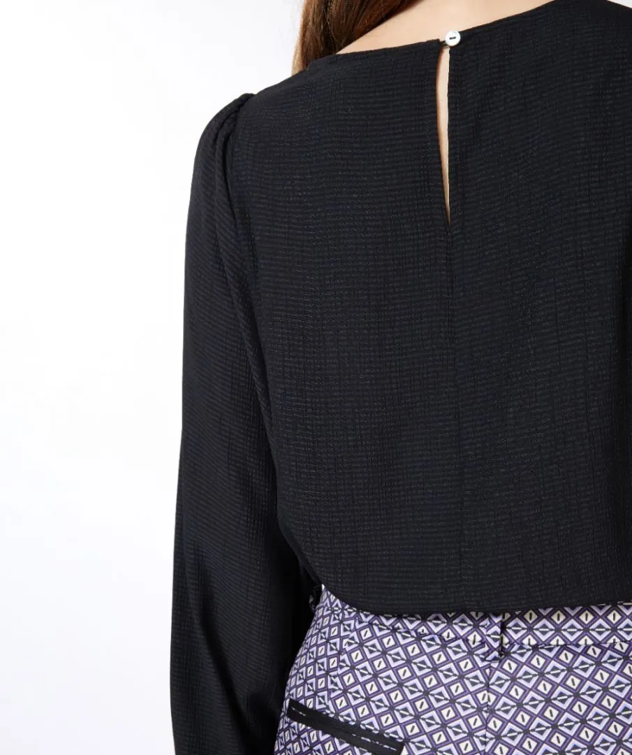 EQ15512 R-Neck Structure Blouse