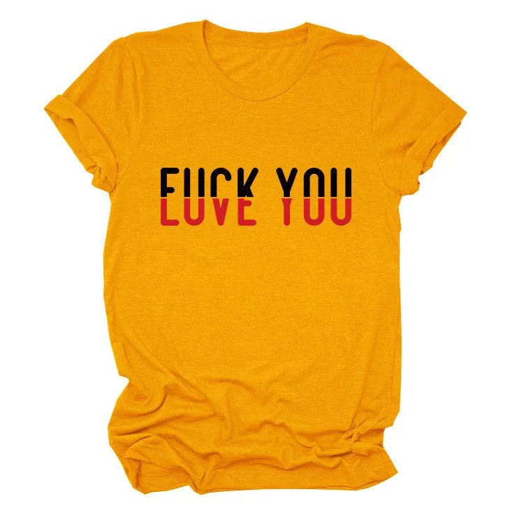 Fun printing love you casual short-sleeved comfortable simple versatile women's T-shirt