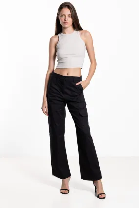 HIGH-WAIST CARGO TROUSERS