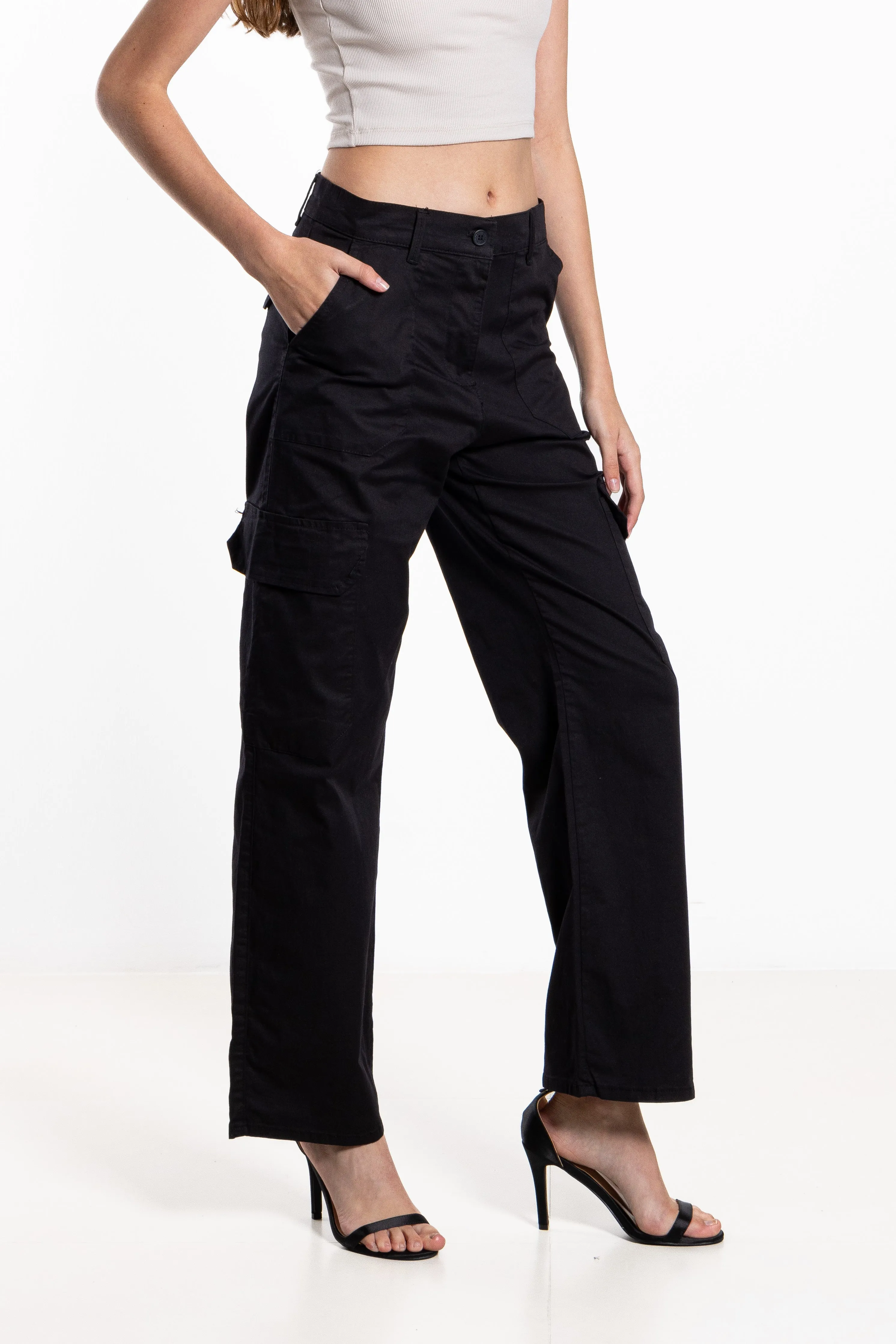 HIGH-WAIST CARGO TROUSERS