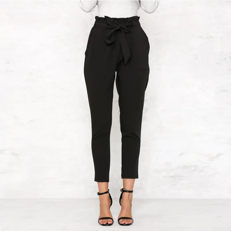 Holly – Women's Slim Trousers with Wooden Ear Details