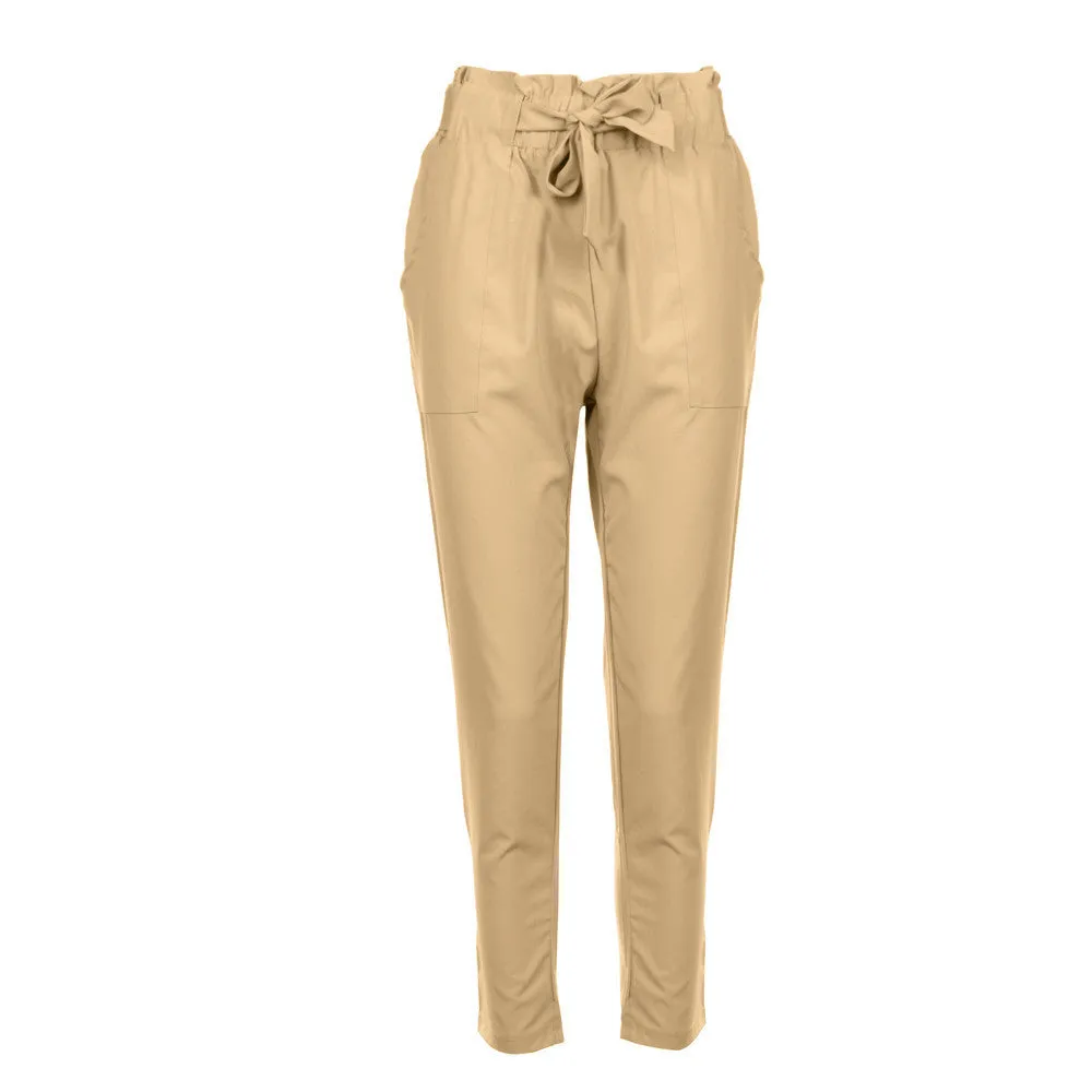 Holly – Women's Slim Trousers with Wooden Ear Details