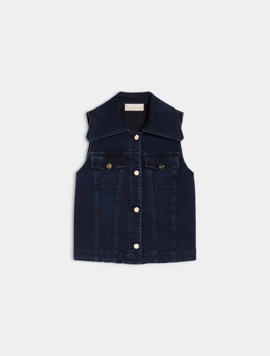 IBLUES Navy Denim Waistcoat