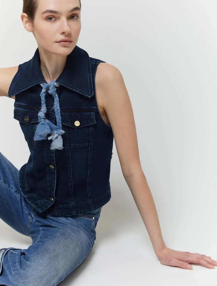 IBLUES Navy Denim Waistcoat