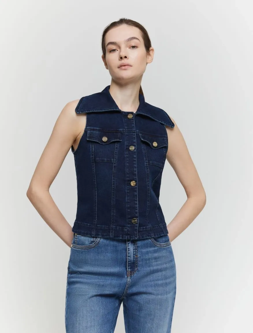 IBLUES Navy Denim Waistcoat