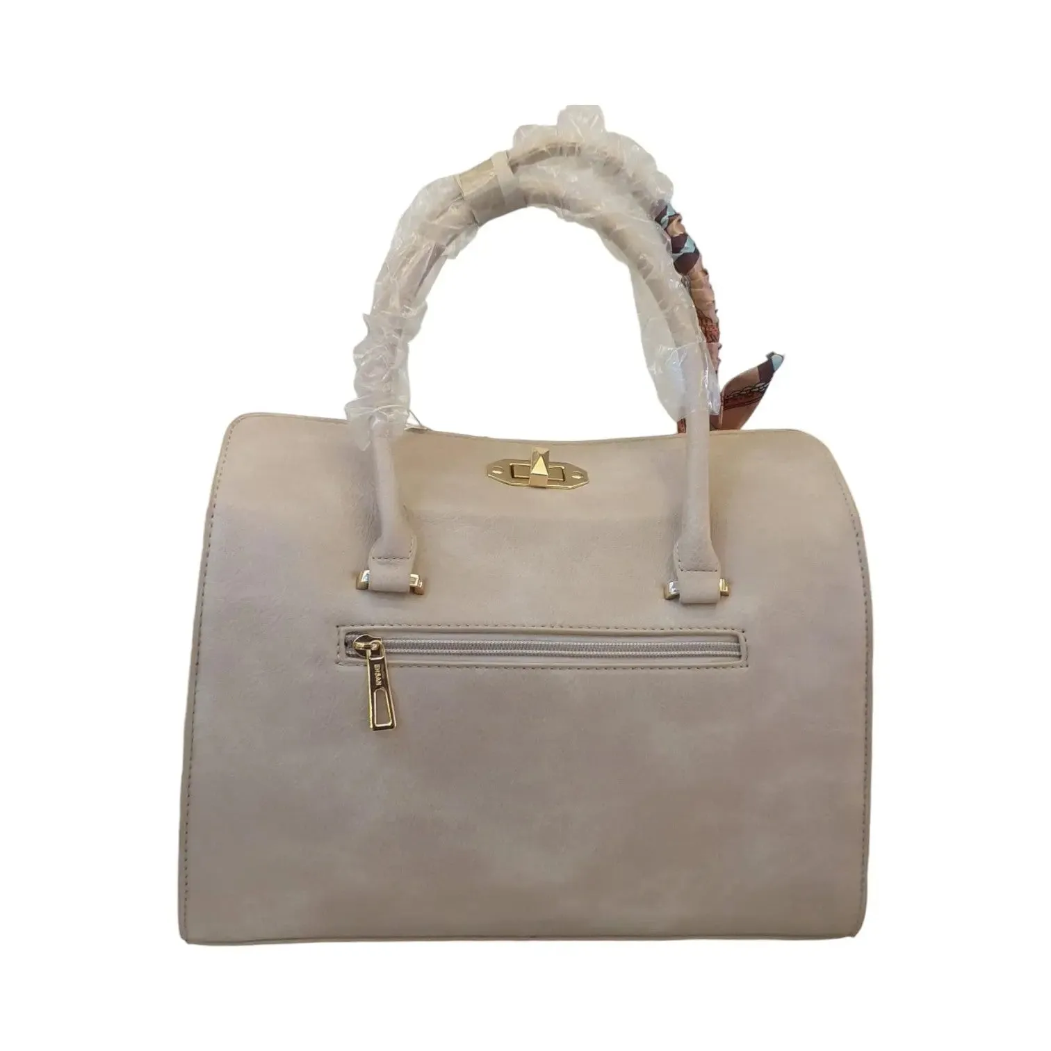 Leather Handbag with Scarf Handle