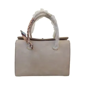 Leather Handbag with Scarf Handle