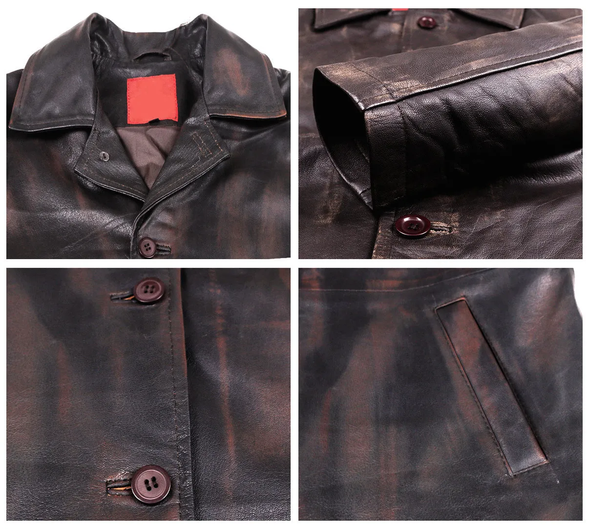 Leather Jackets Hub Mens Genuine Cow Ruboff Leather Over Coat (Black-Rubboff, Classic Coat) - 1702050