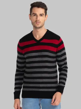 Men Black Yarn Dyed Acrylic Full Sleeve Sweaters