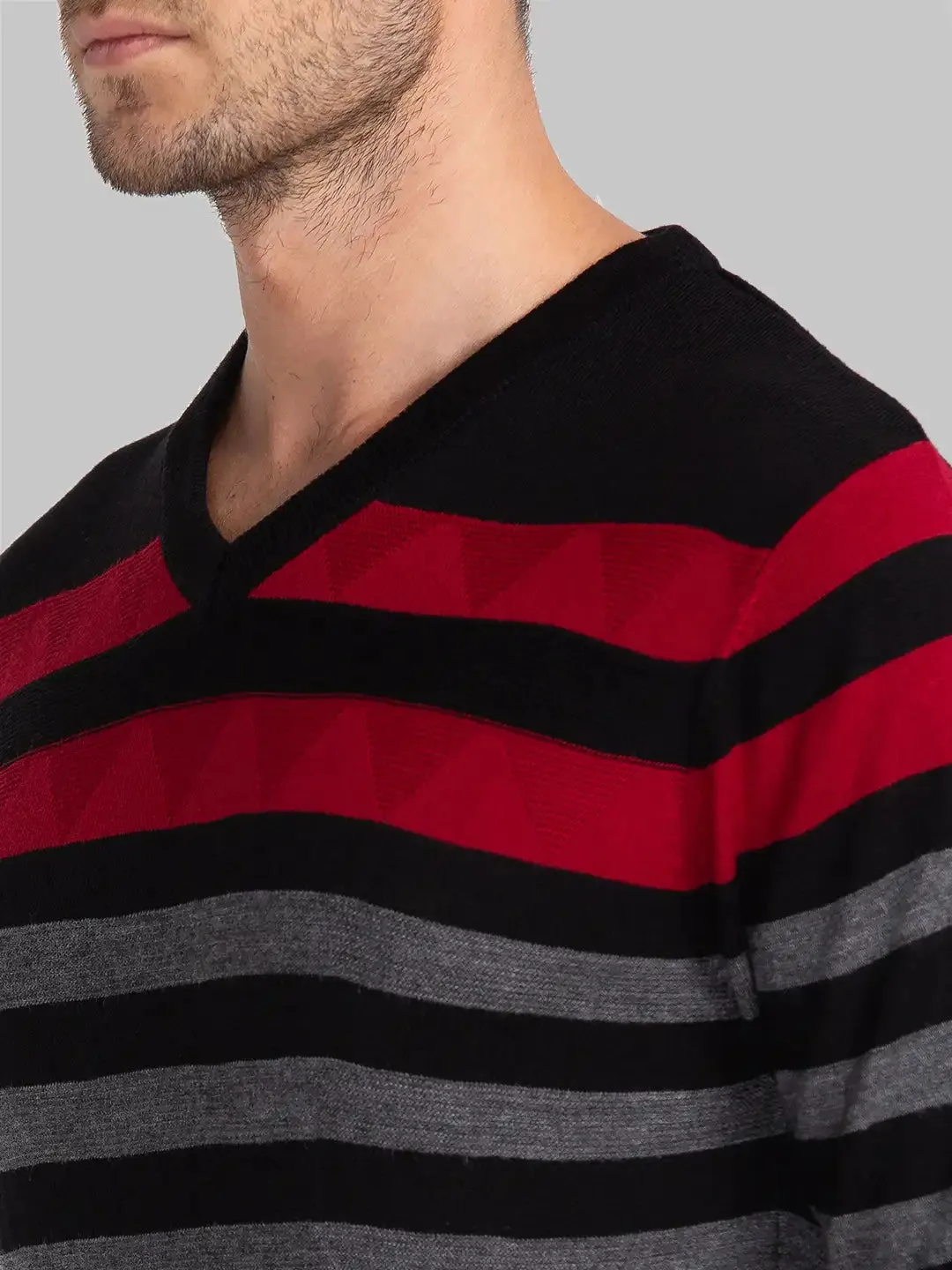 Men Black Yarn Dyed Acrylic Full Sleeve Sweaters